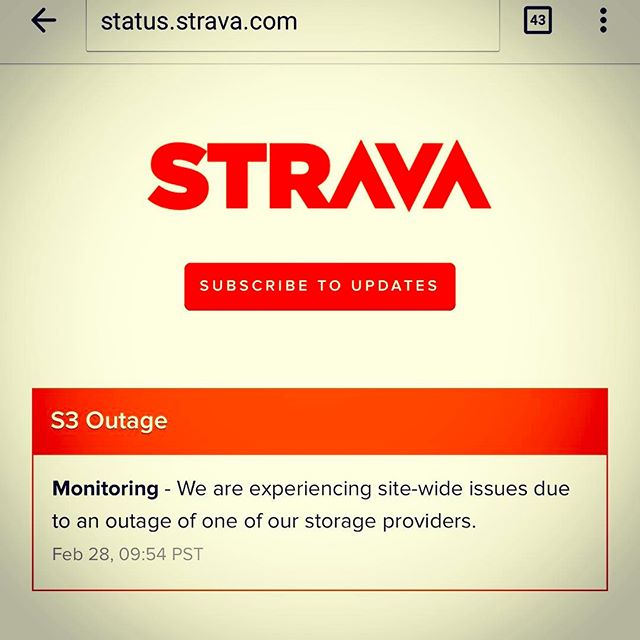 12in12 Don't panic don't panic Strava's slowly coming back online #stravaoutage #amazonservers